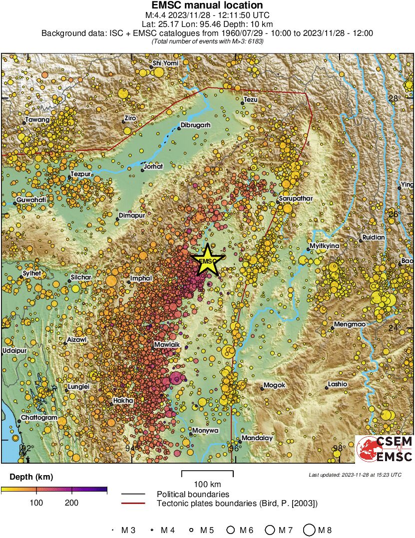 regional depth historical seismicity