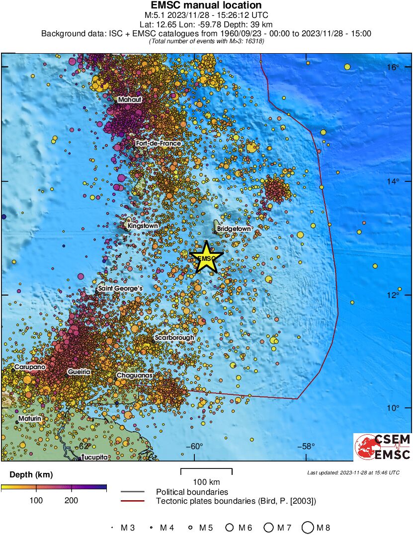 regional depth historical seismicity