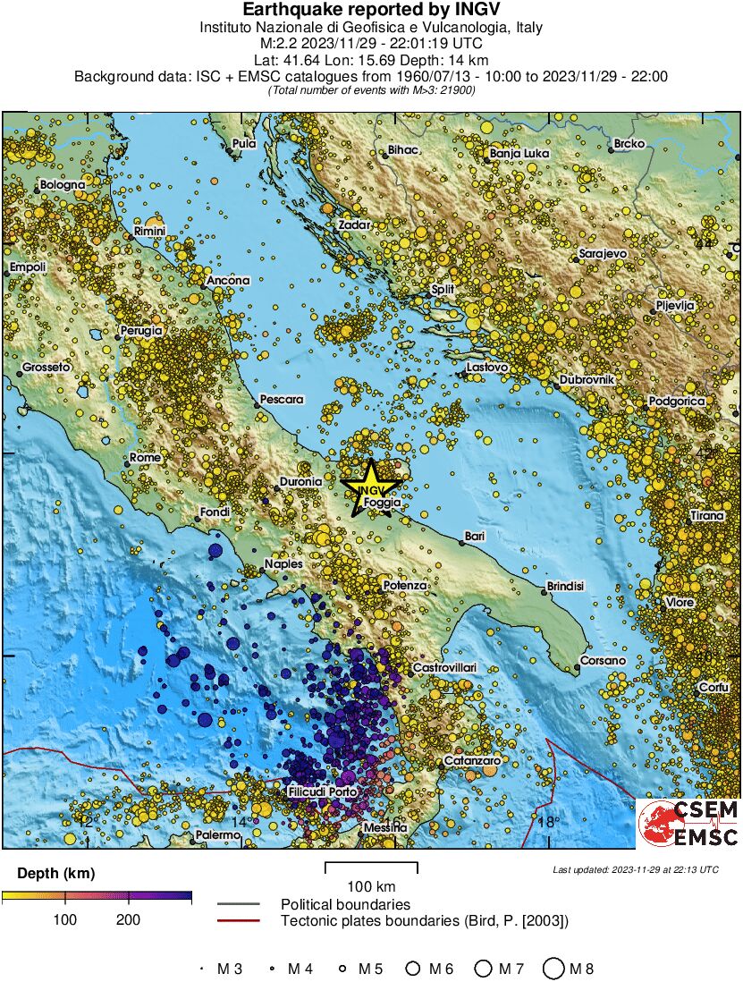 regional depth historical seismicity