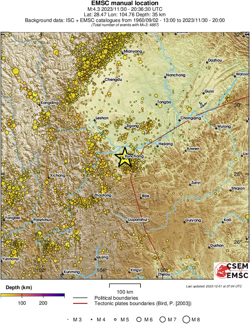 regional depth historical seismicity