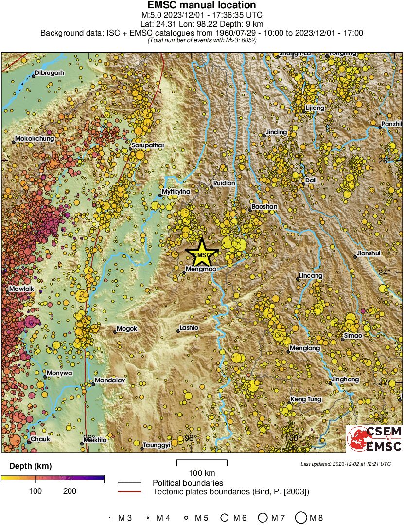 regional depth historical seismicity
