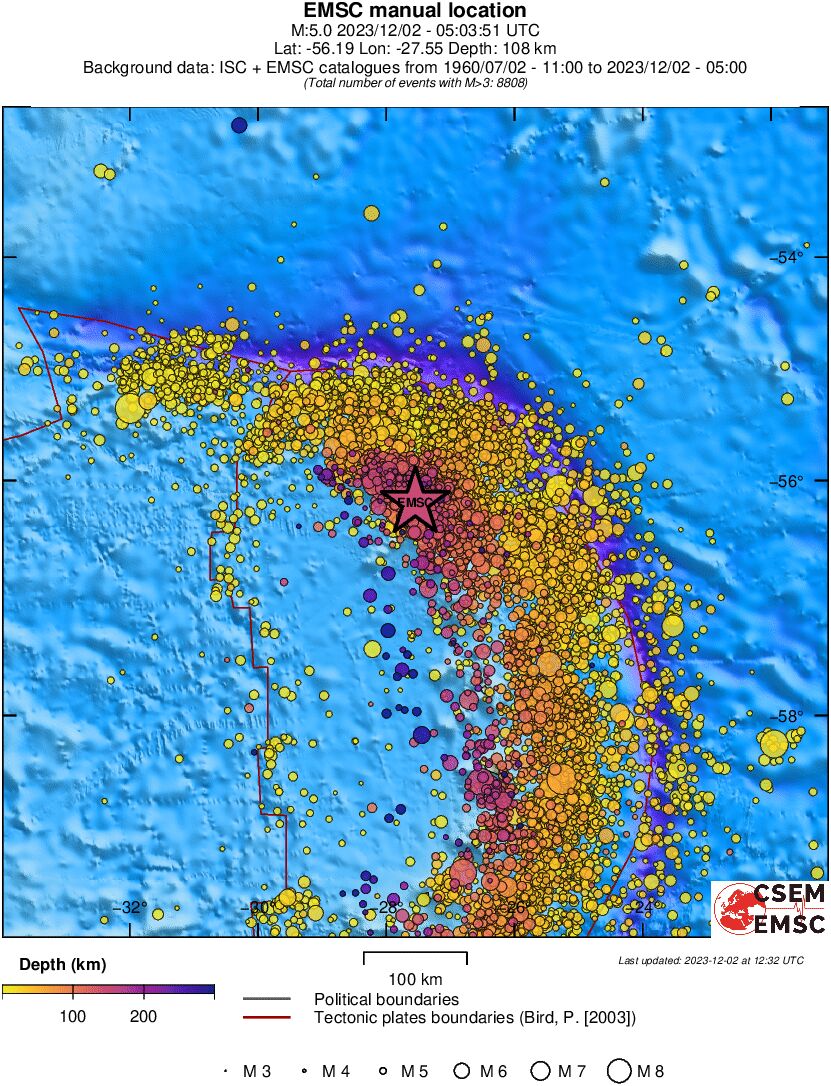 regional depth historical seismicity