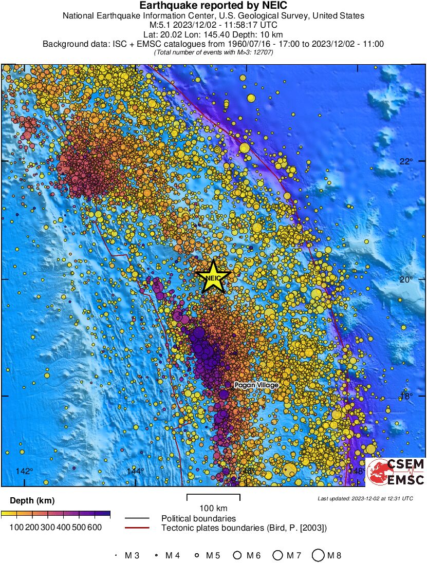 regional depth historical seismicity
