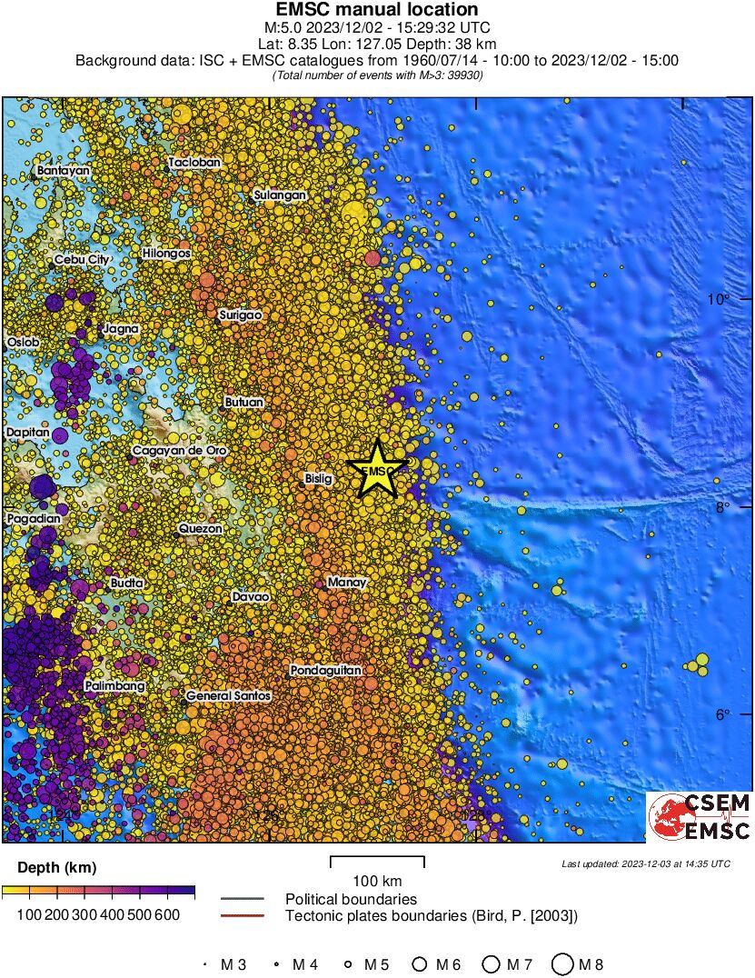 regional depth historical seismicity