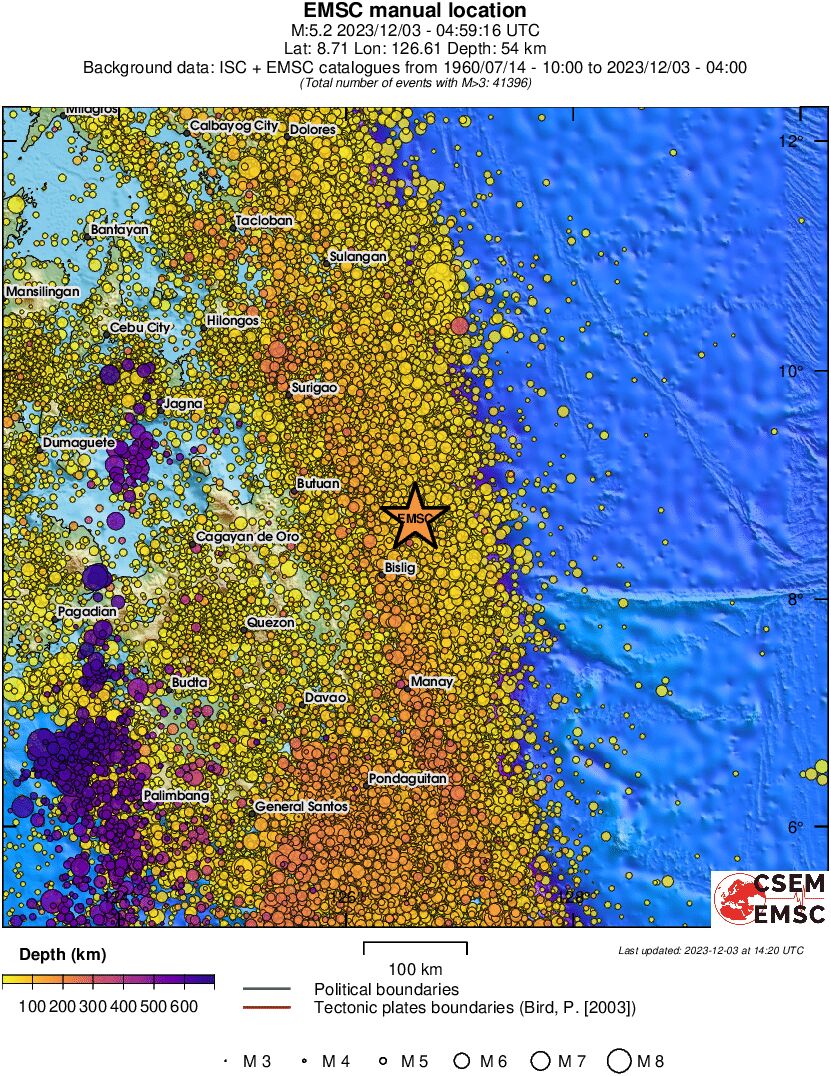regional depth historical seismicity