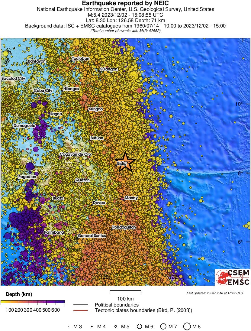regional depth historical seismicity