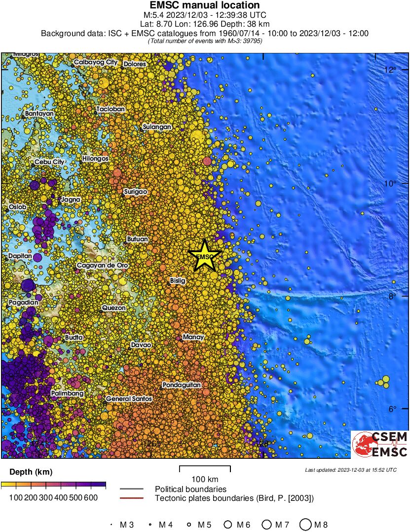 regional depth historical seismicity