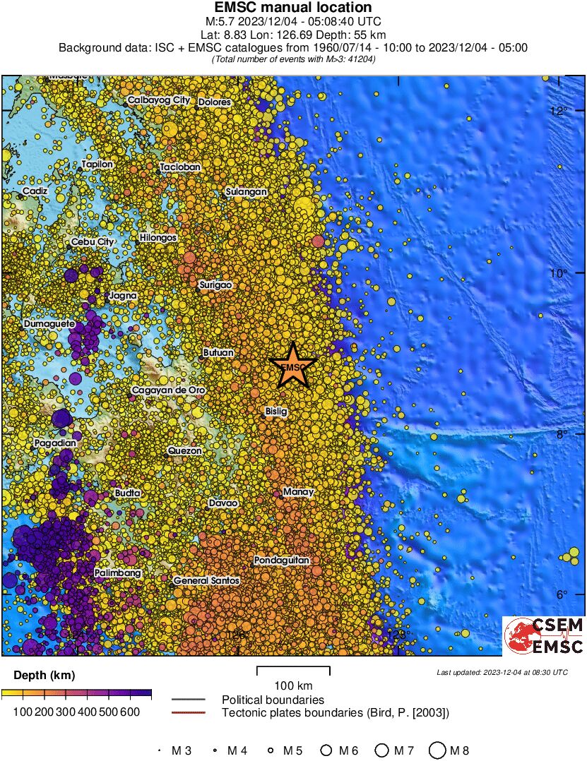 regional depth historical seismicity