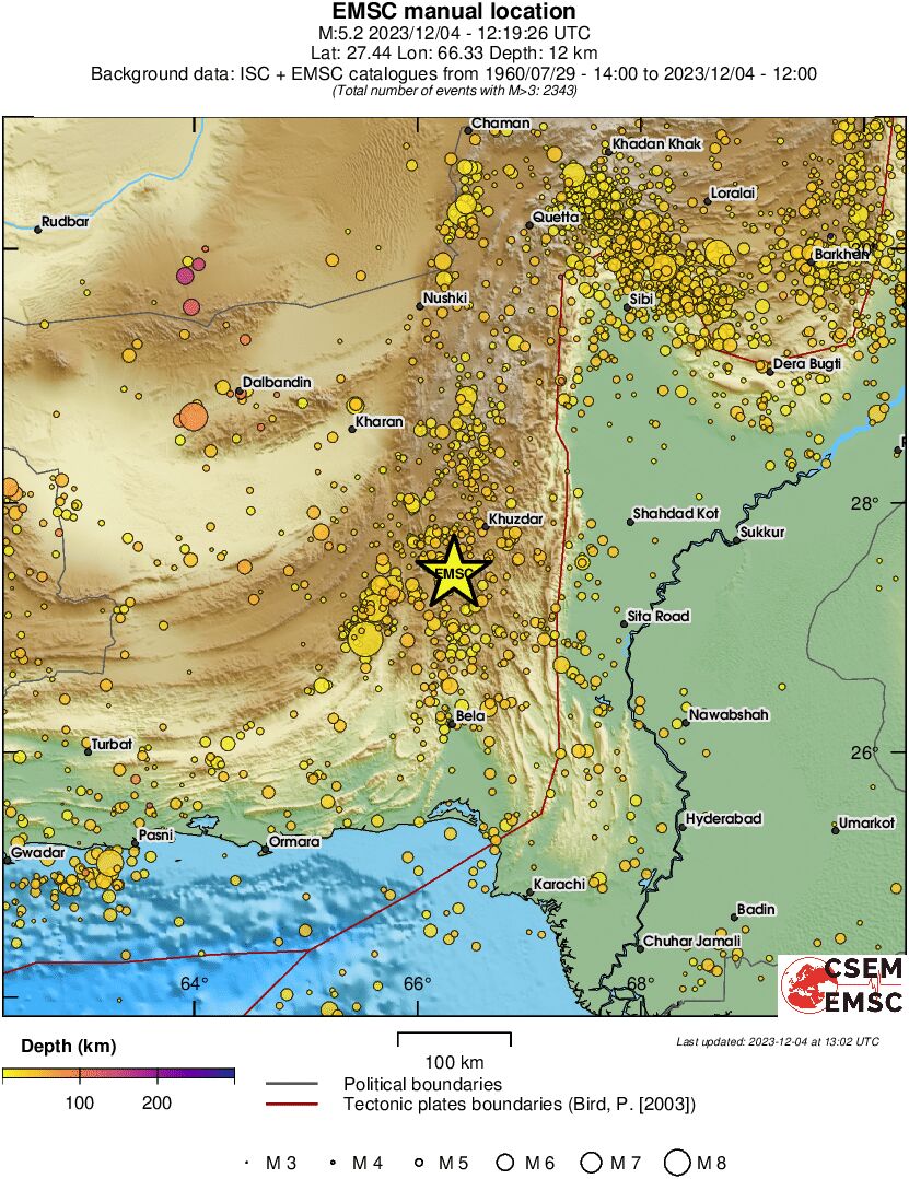 regional depth historical seismicity