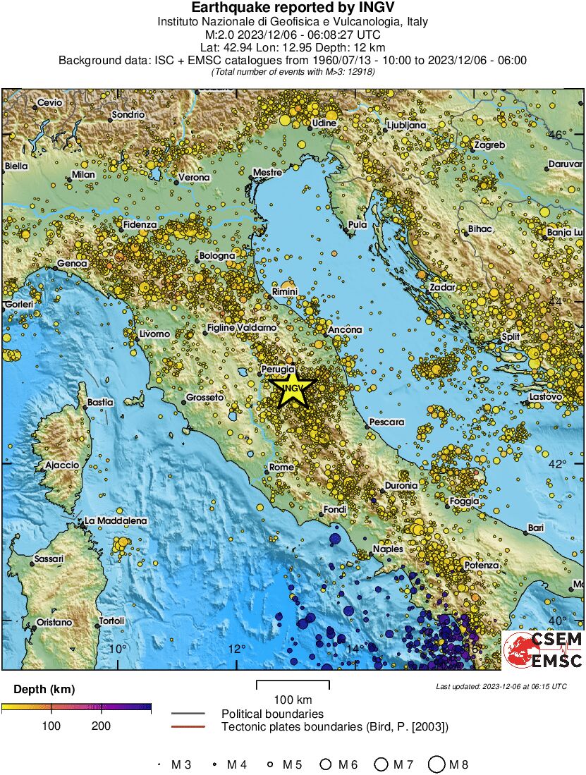 regional depth historical seismicity