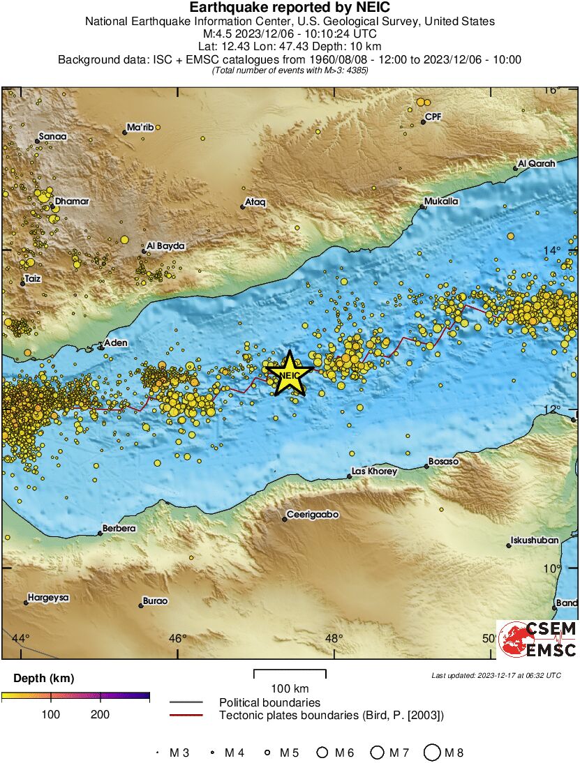 regional depth historical seismicity