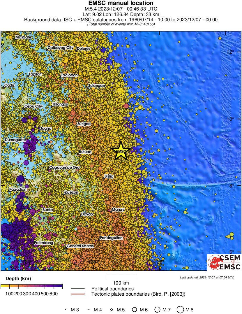 regional depth historical seismicity