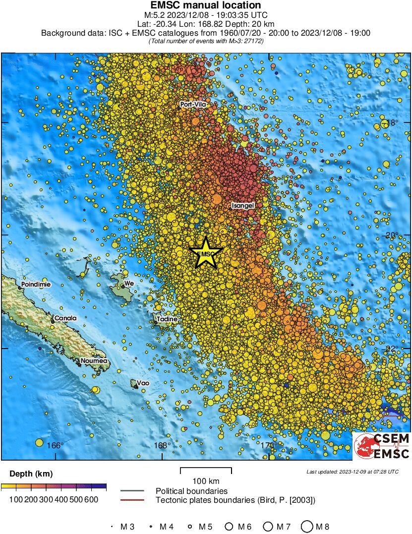 regional depth historical seismicity