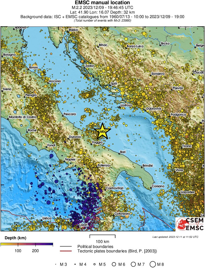 regional depth historical seismicity