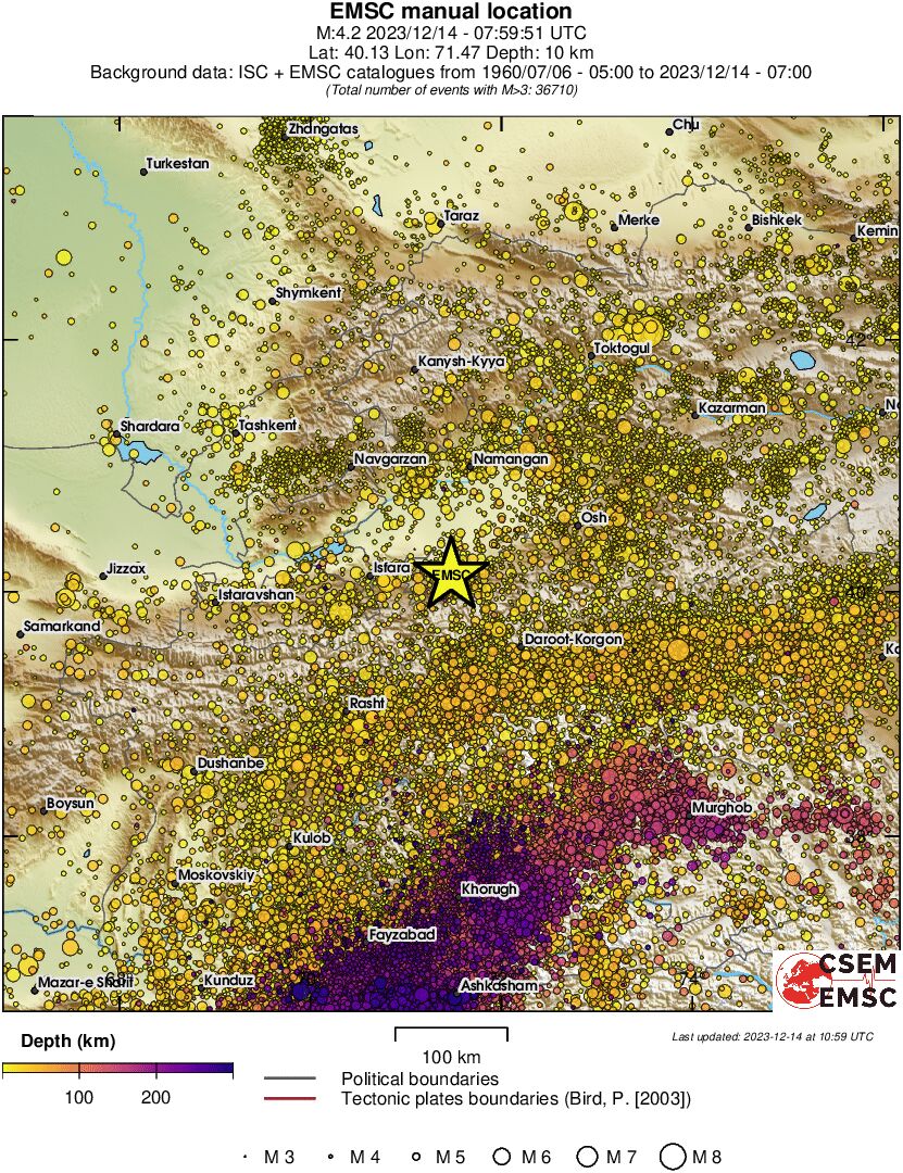 regional depth historical seismicity
