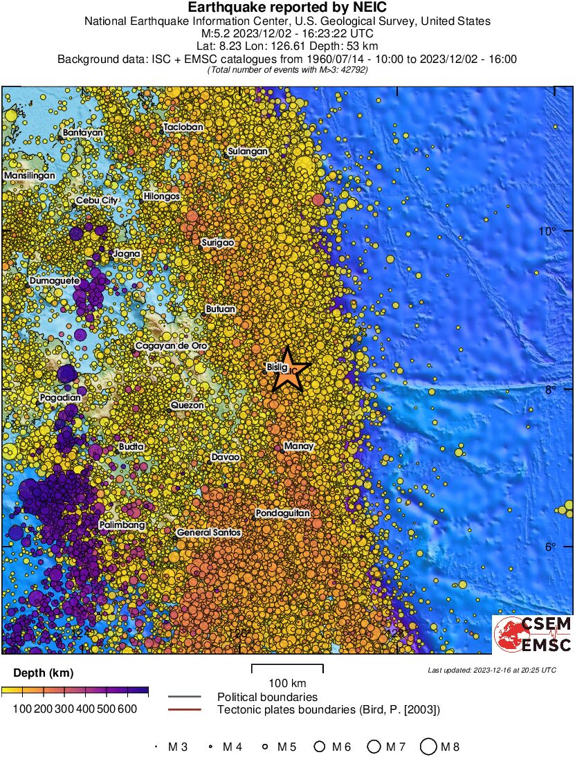 regional depth historical seismicity