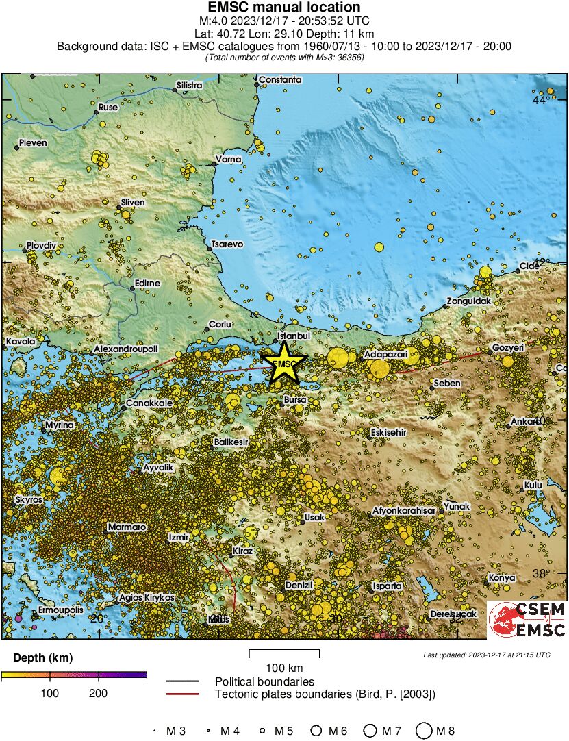 regional depth historical seismicity