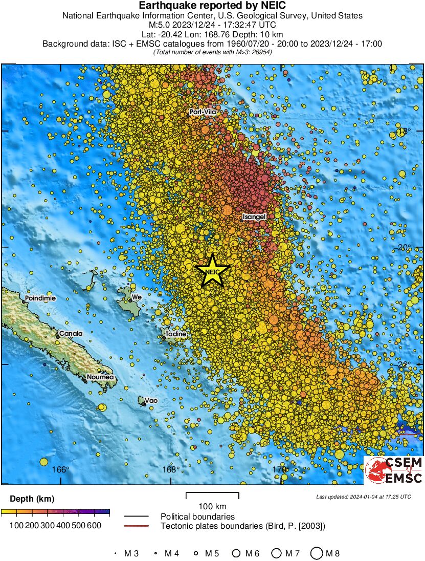 regional depth historical seismicity