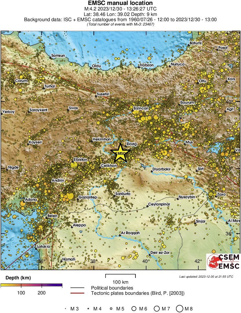regional depth historical seismicity