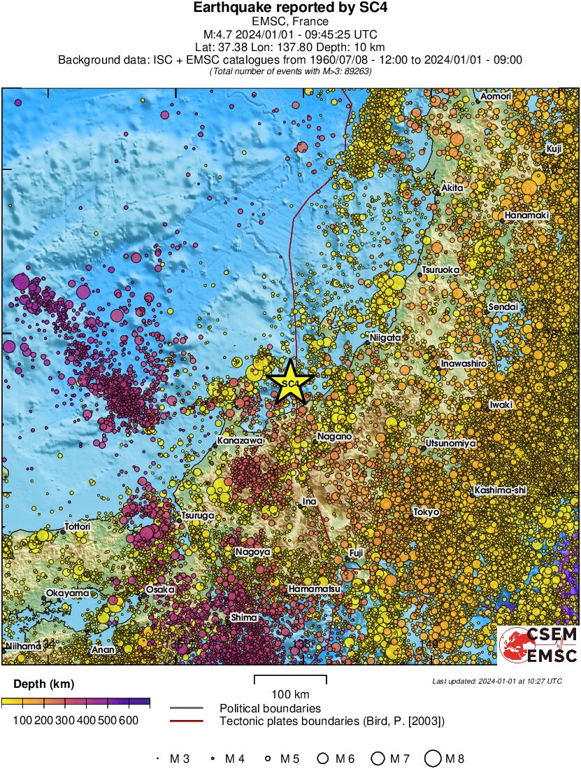 regional depth historical seismicity