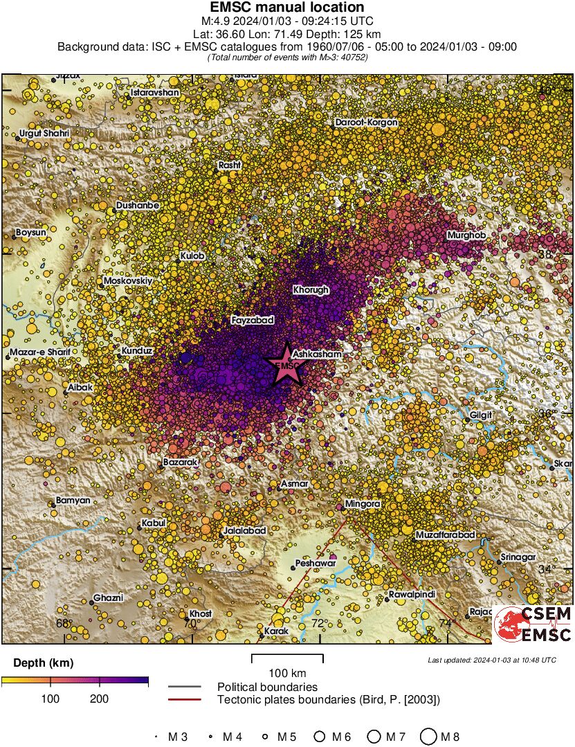 regional depth historical seismicity