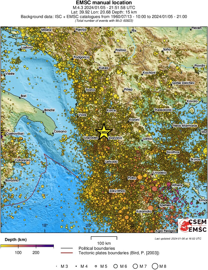 regional depth historical seismicity
