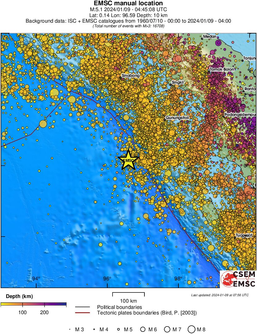 regional depth historical seismicity