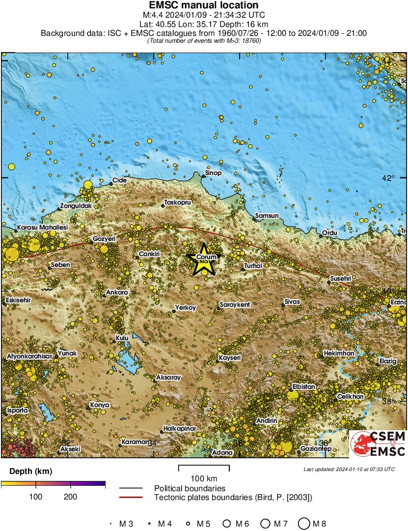 regional depth historical seismicity