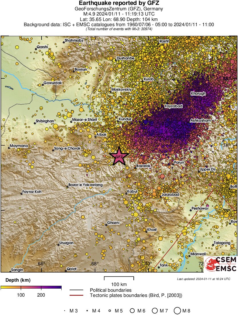 regional depth historical seismicity