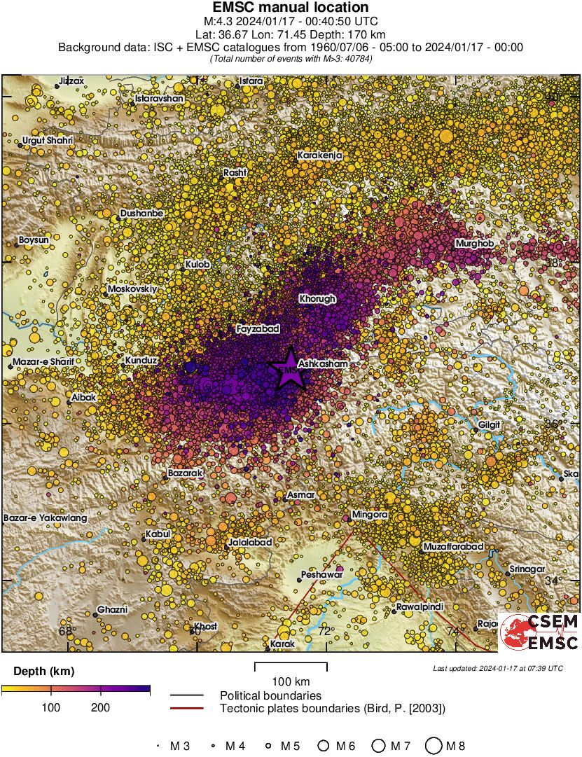 regional depth historical seismicity