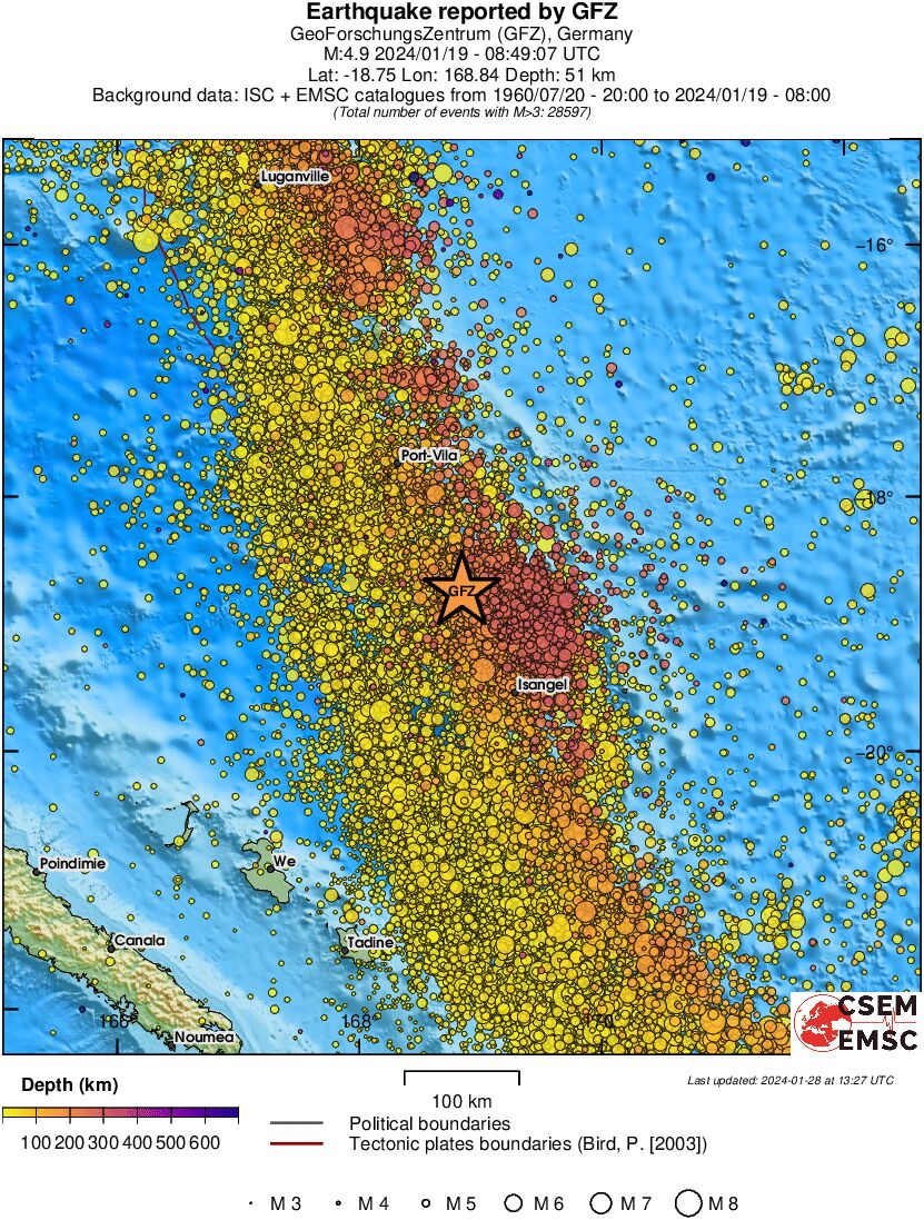 regional depth historical seismicity