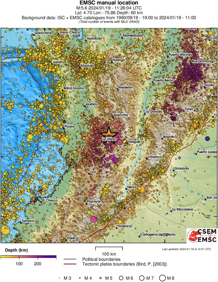 regional depth historical seismicity