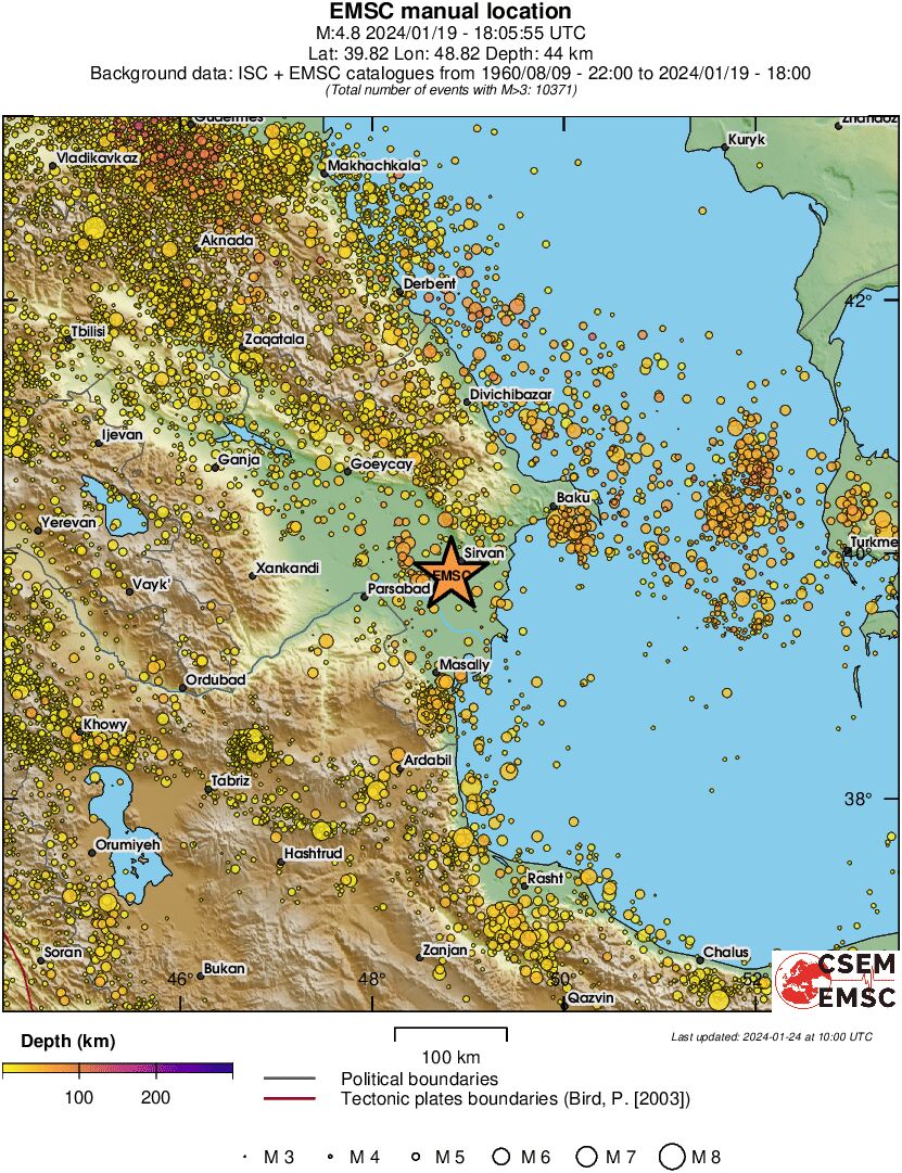 regional depth historical seismicity
