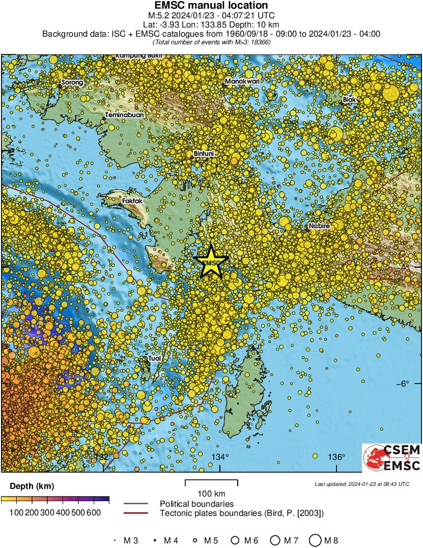 regional depth historical seismicity