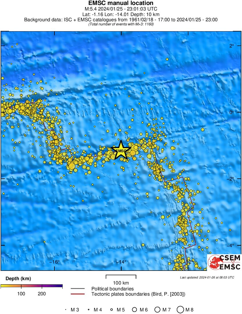 regional depth historical seismicity