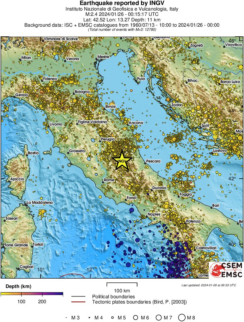 regional depth historical seismicity