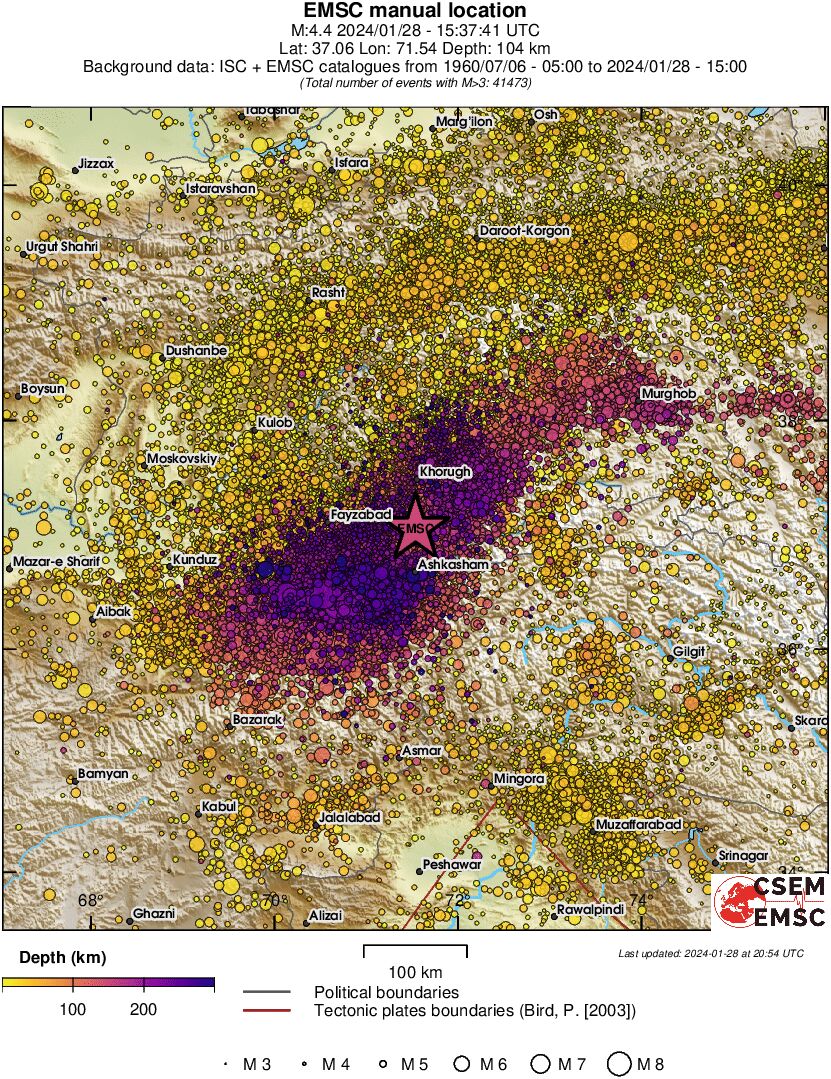 regional depth historical seismicity