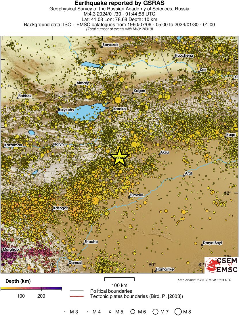 regional depth historical seismicity