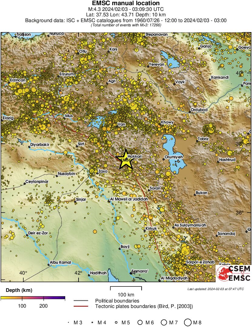regional depth historical seismicity