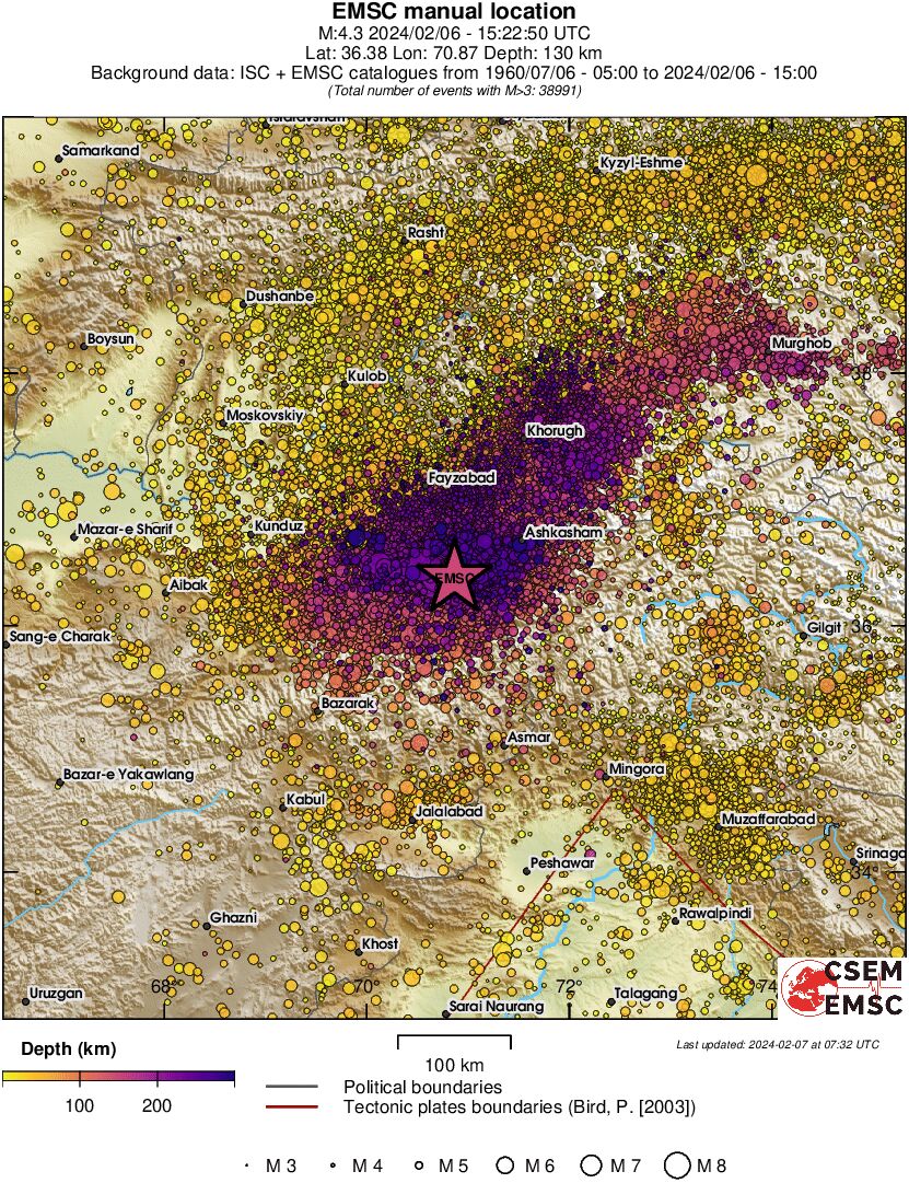 regional depth historical seismicity