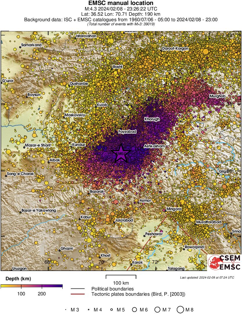 regional depth historical seismicity