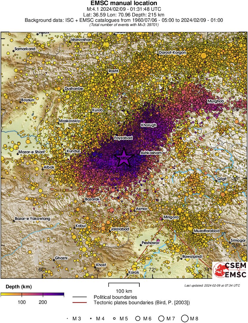 regional depth historical seismicity