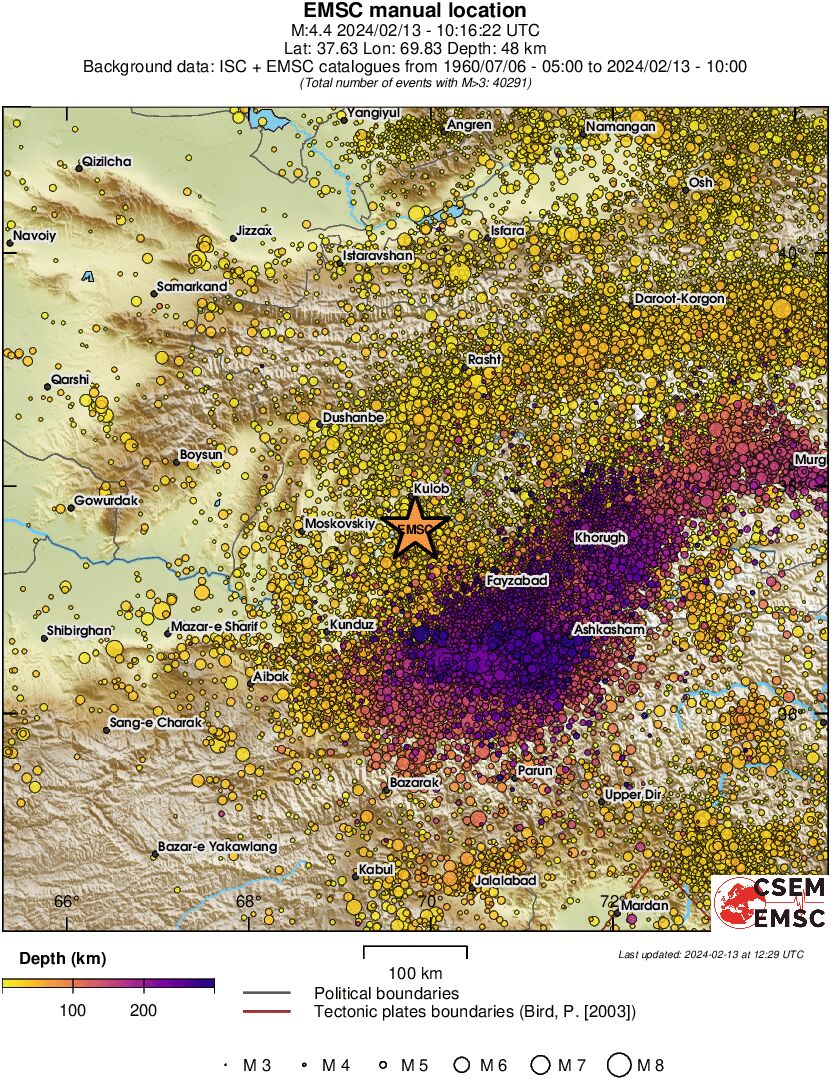 regional depth historical seismicity