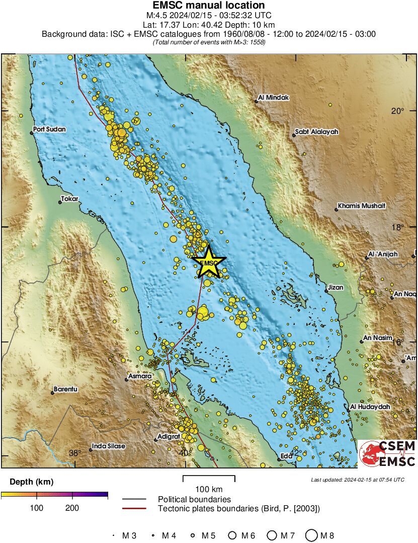 regional depth historical seismicity