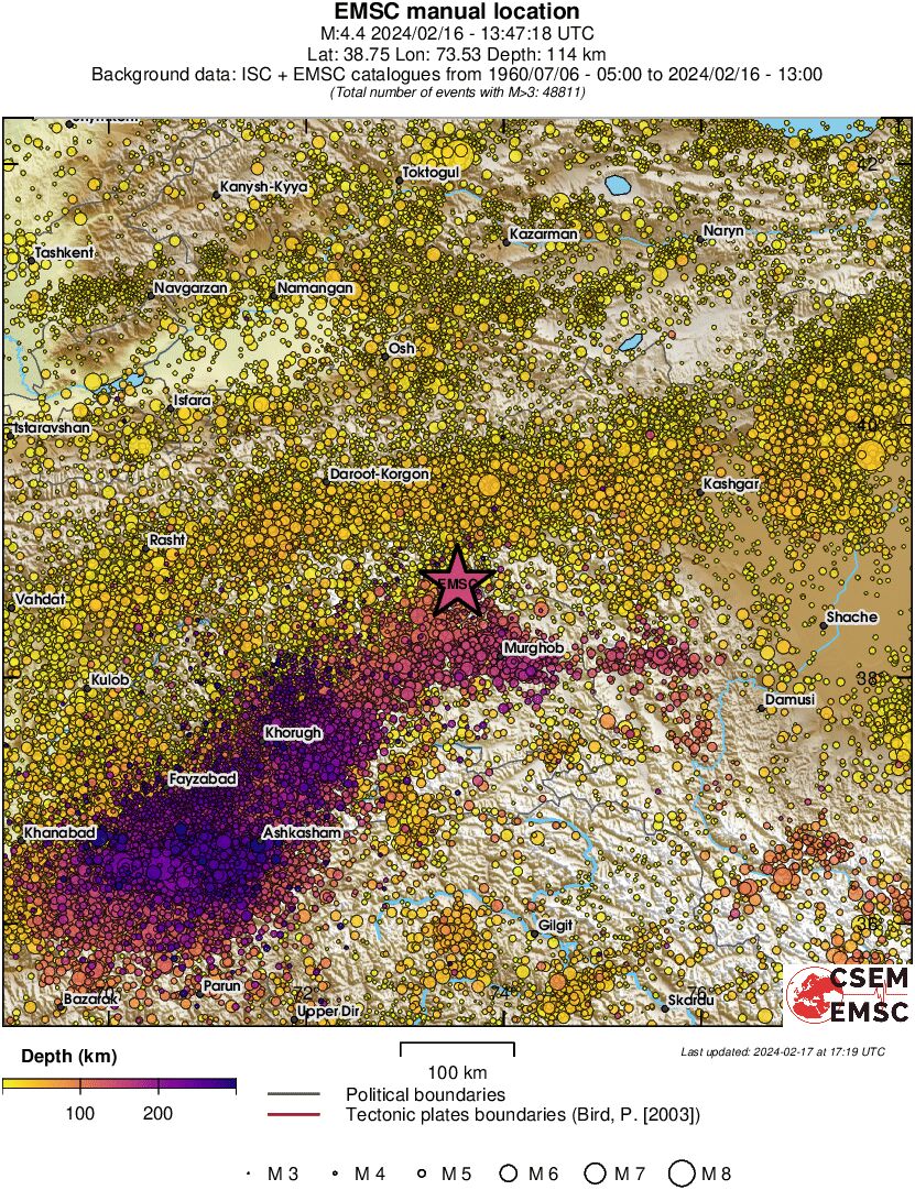 regional depth historical seismicity