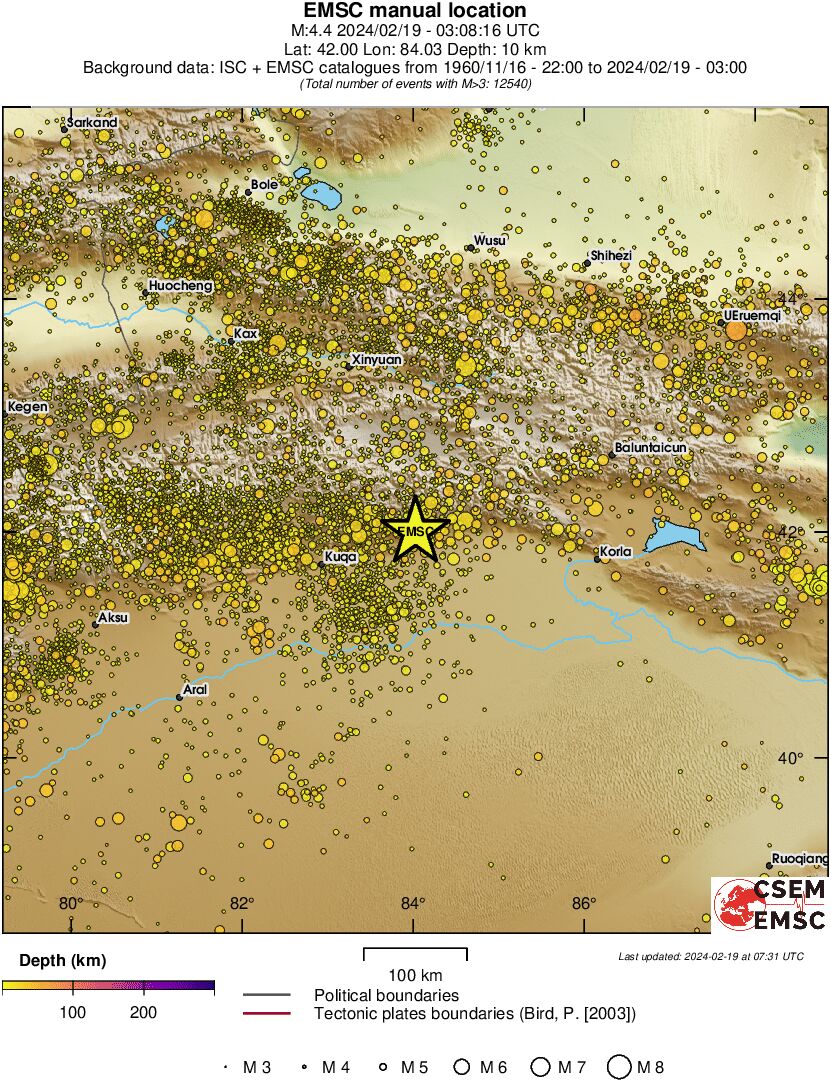 regional depth historical seismicity