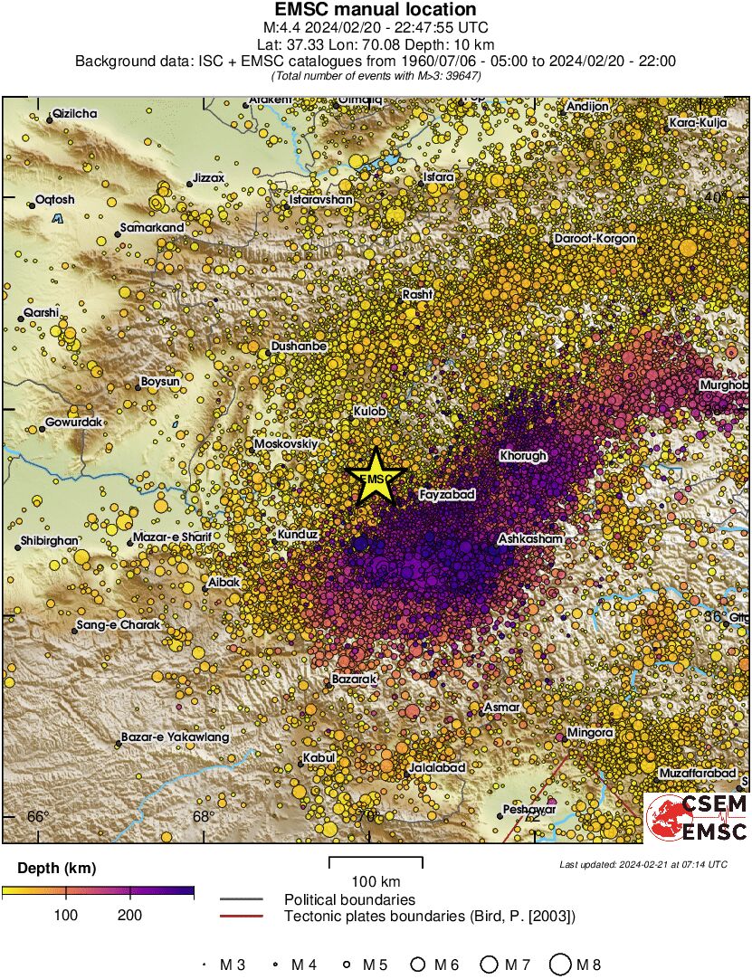 regional depth historical seismicity