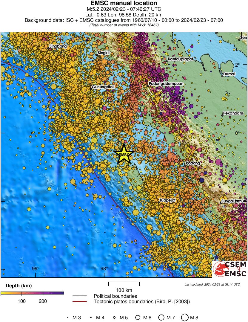 regional depth historical seismicity