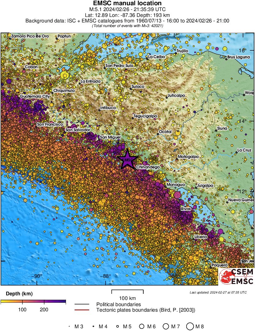 regional depth historical seismicity