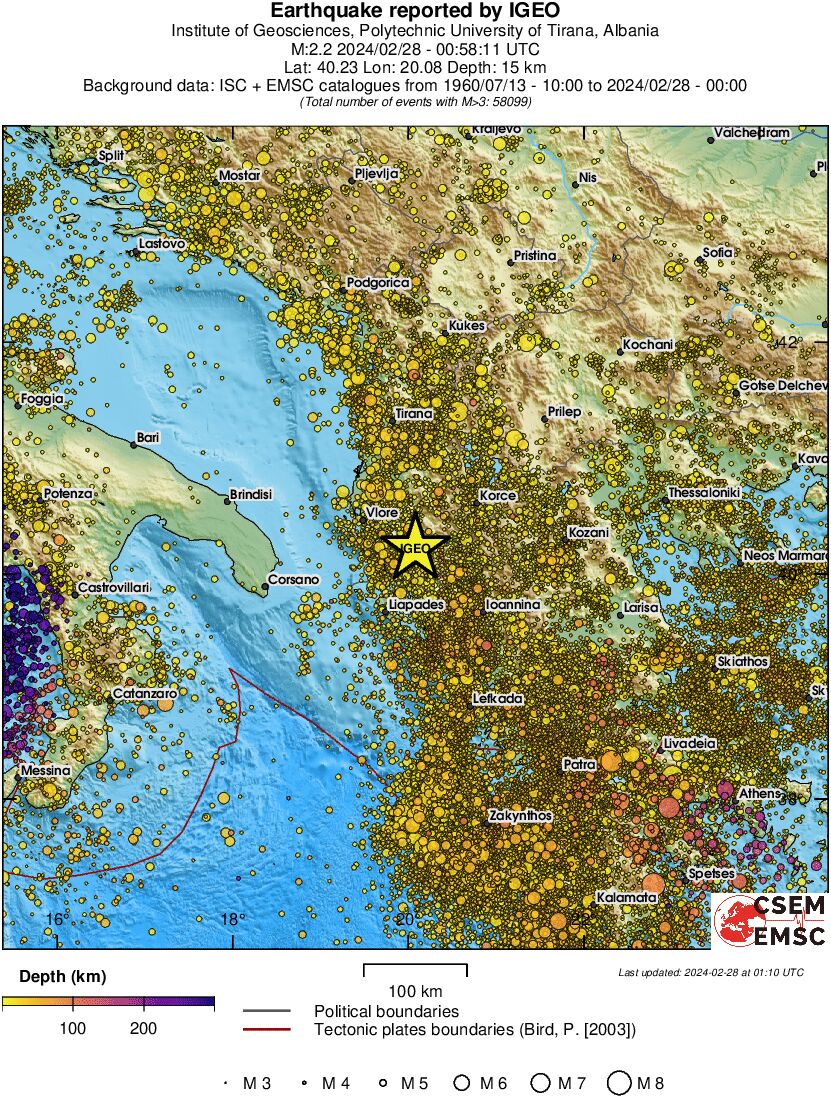regional depth historical seismicity